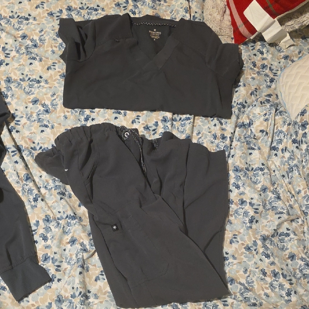 Gray Scrub Top and Pants Set